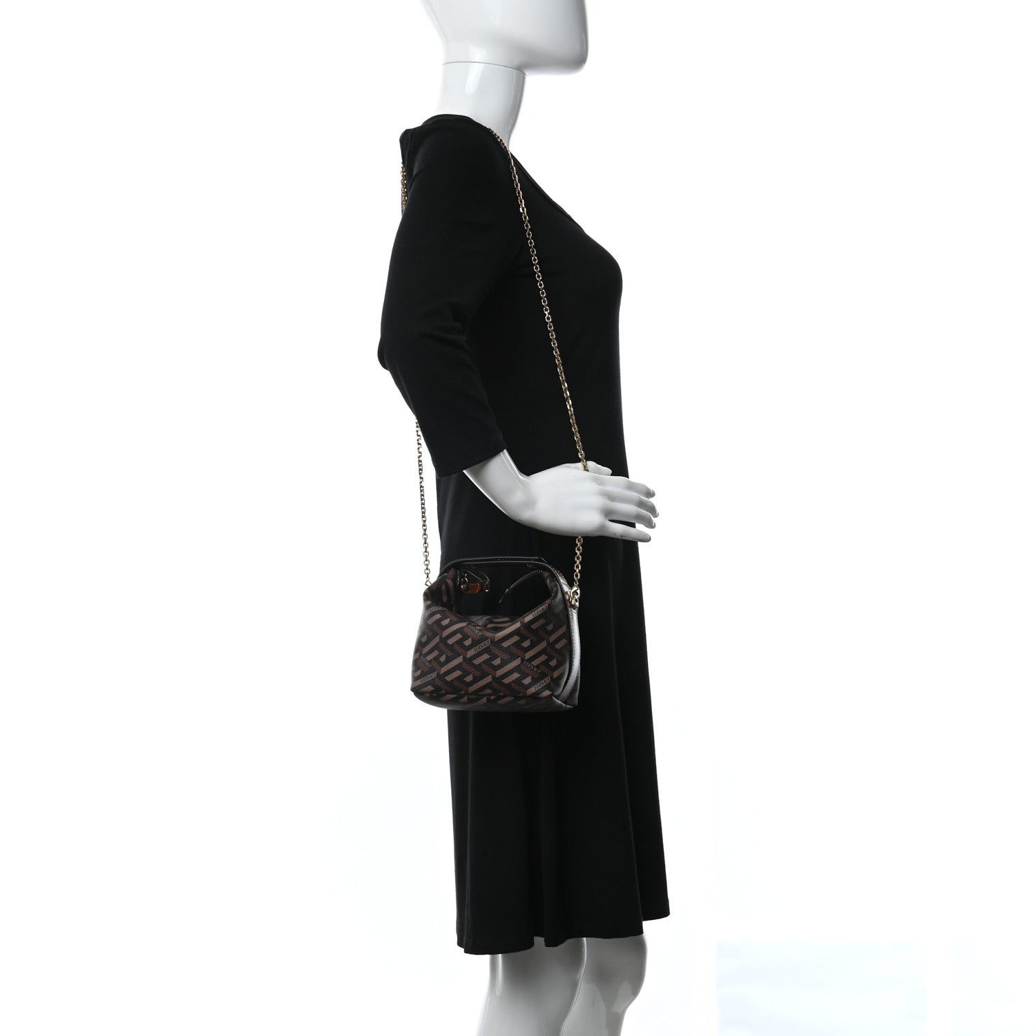 Versace Coated Canvas La Greca Signature Mini Bag Black Carmel 2 of 8