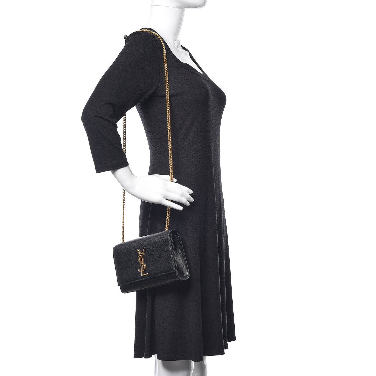 Saint Laurent Grain De Poudre Small Monogram Kate Satchel Black 2 of 9