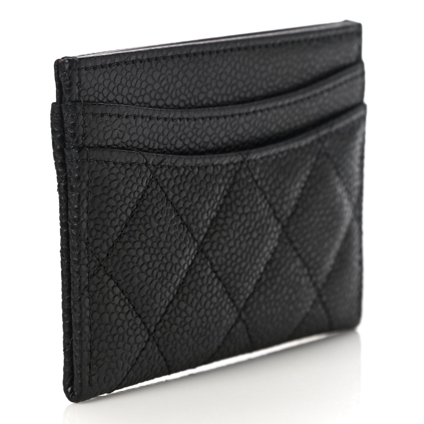 Caviar Quilted Card Holder Black