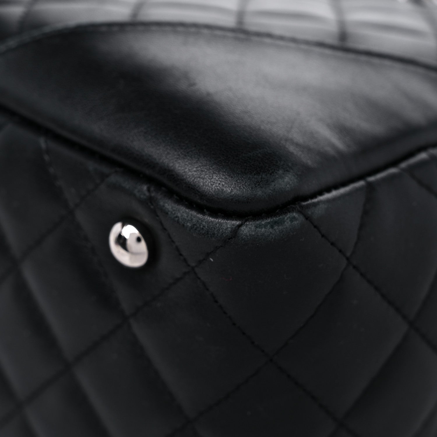 Chanel Calfskin Quilted Large Cambon Bowler Black White 9 of 15