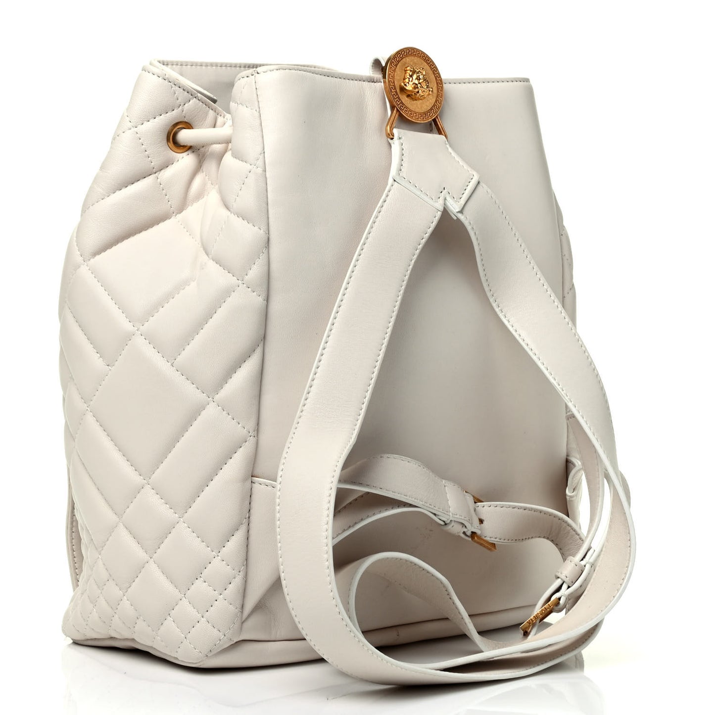 Calfskin Quilted Medusa Backpack White