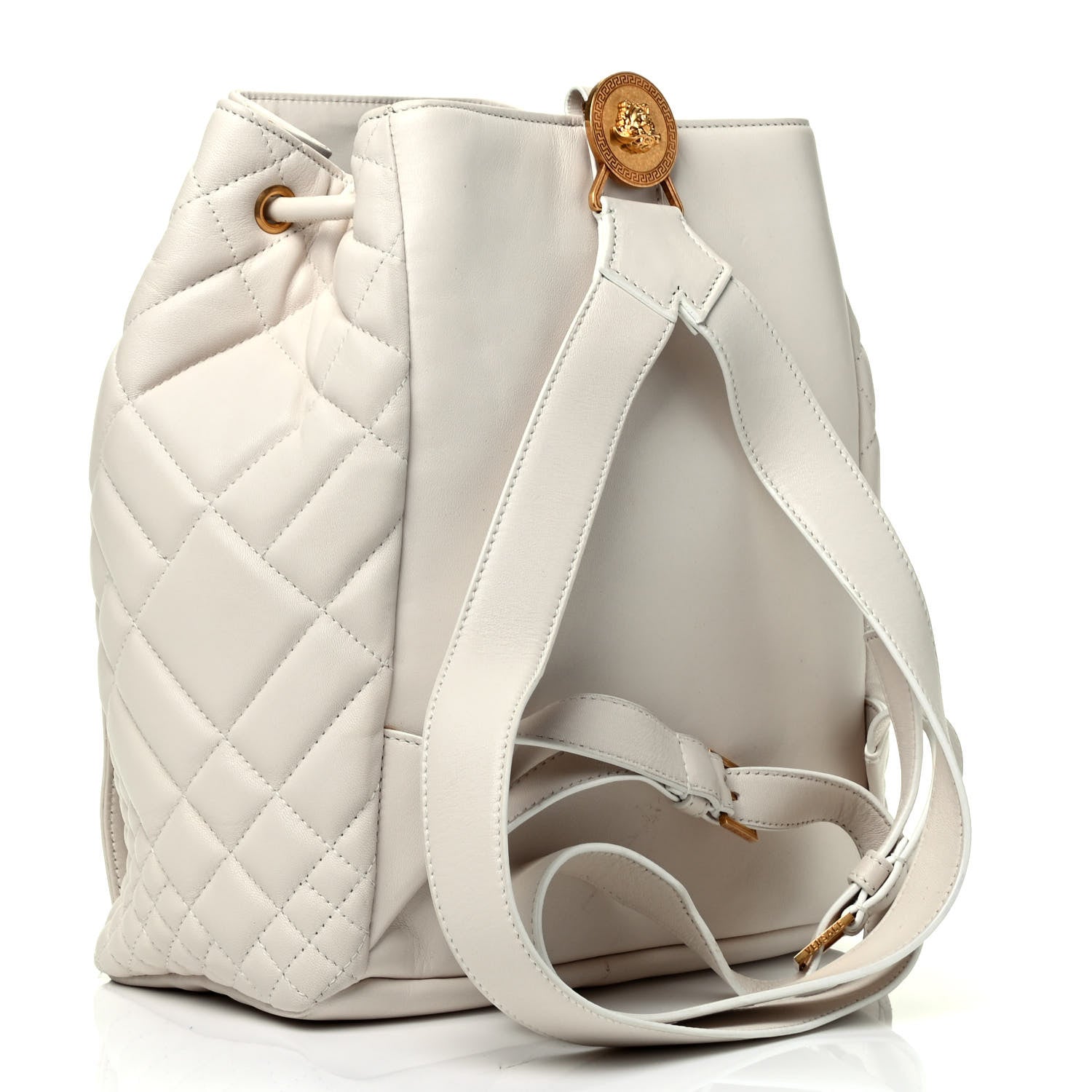 Versace Calfskin Quilted Medusa Backpack White 2 of 4