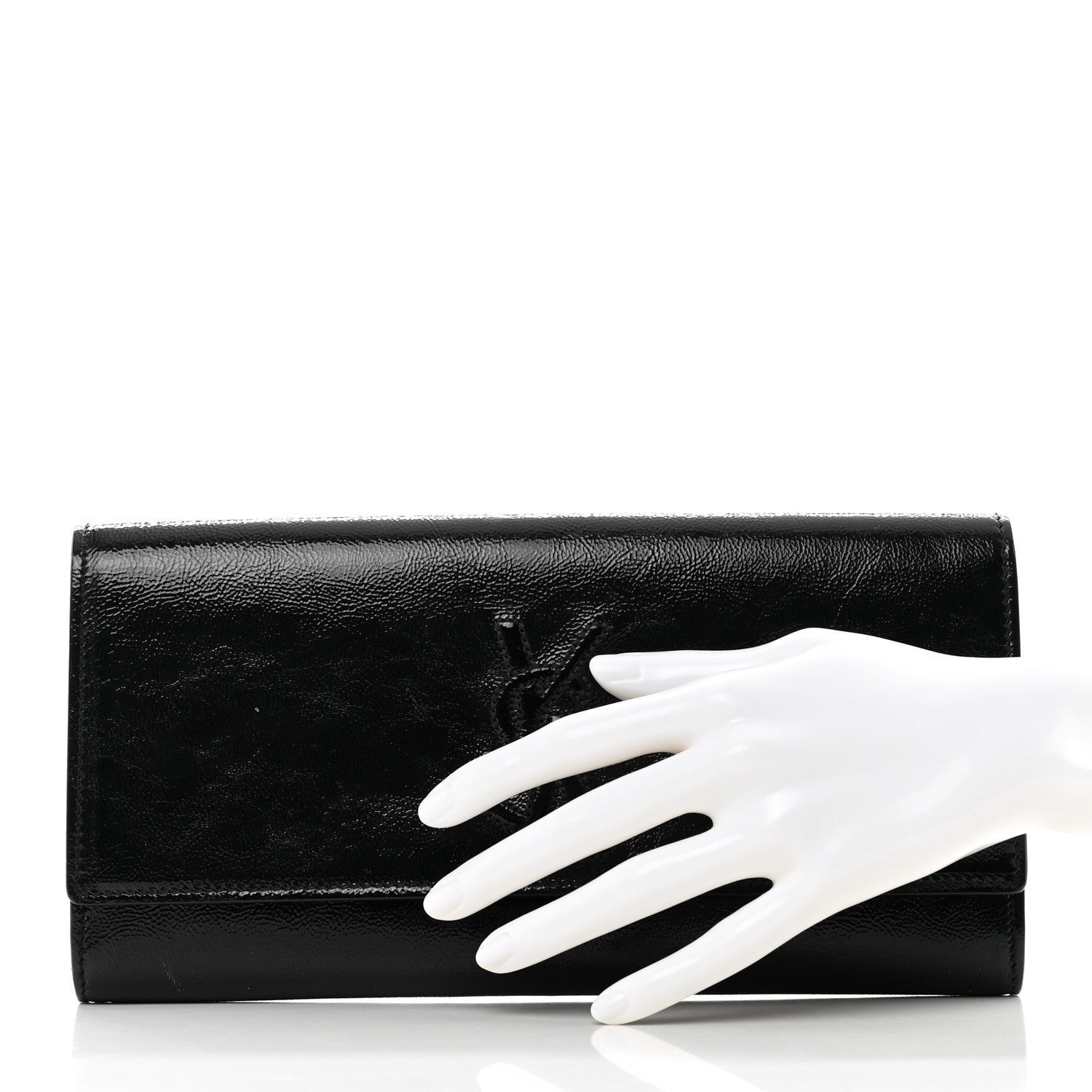 Saint Laurent Textured Patent Monogram Small Belle De Jour Clutch Black 2 of 9