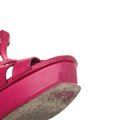 Saint Laurent Calfskin Tribute 105 Platform Sandals 39.5 Fuchsia 12 of 28