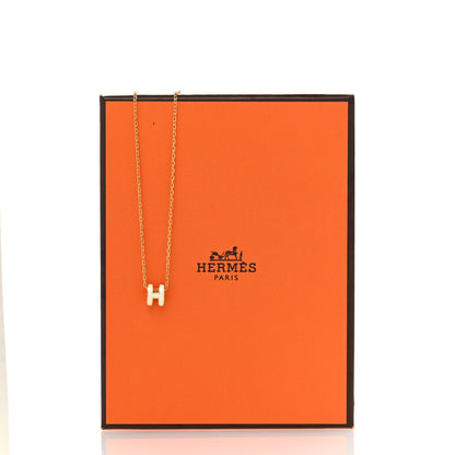 Hermes Lacquered Gold Mini Pop H Pendant Necklace White 7 of 7