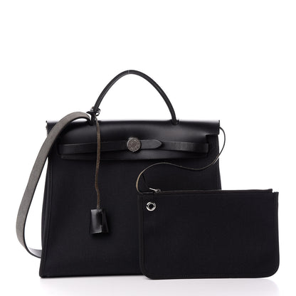 Hermes Military Toile Vache Hunter Herbag Zip PM 31 Black 3 of 11