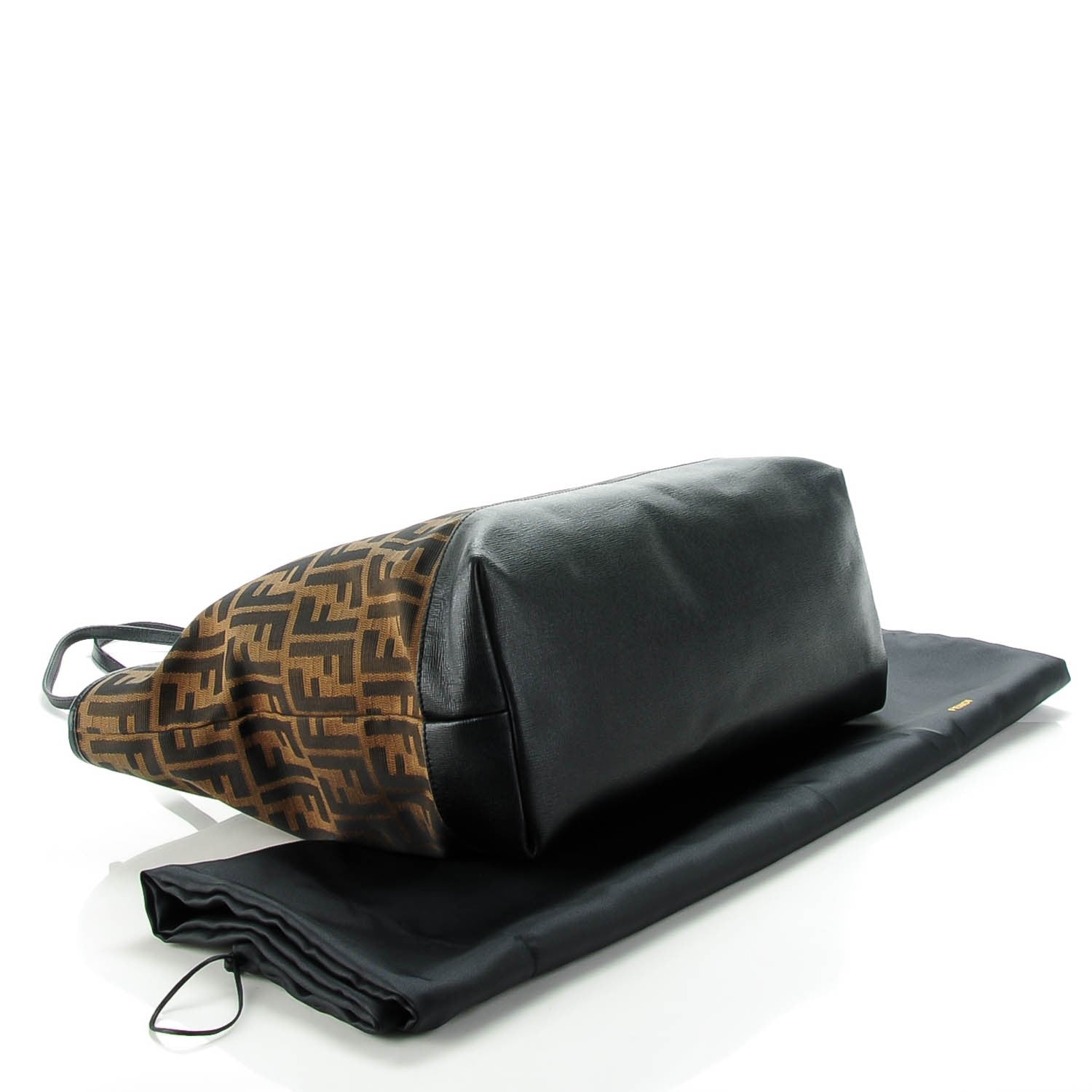 Fendi Zucca Vitello Elite Medium Roll Tote Tobacco Black 6 of 11