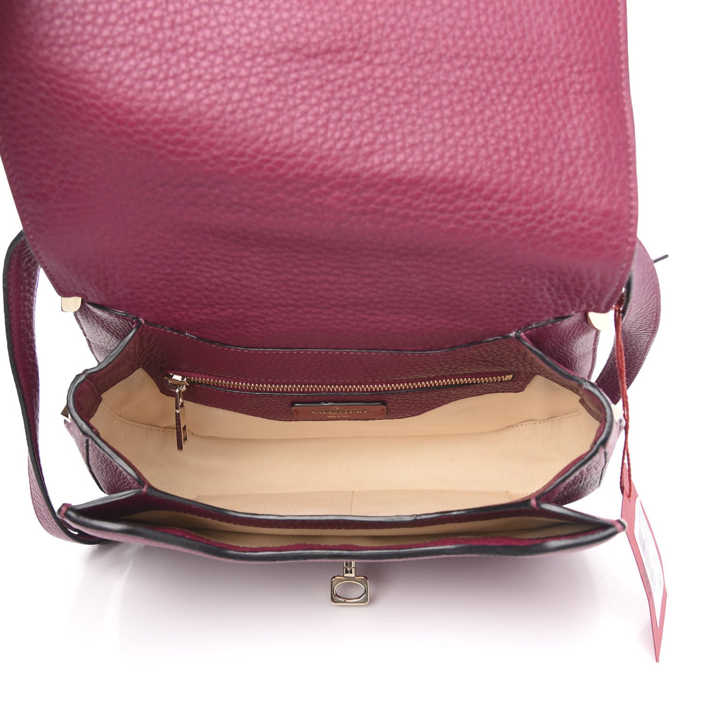 Pebbled Calfskin Joylock Flap Messenger Bag Camelia