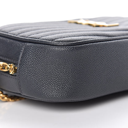 Saint Laurent Grain De Poudre Matelasse Monogram Mini Lou Camera Bag Dark Smog 8 of 11