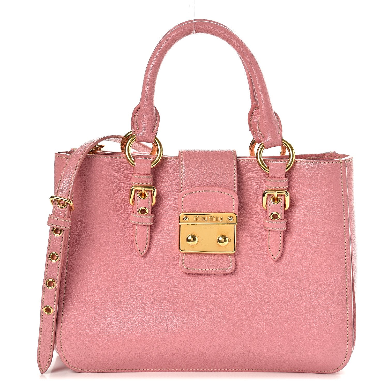 Miu Miu Goatskin Madras Shopping Tote Rosa Gemma 1 of 15