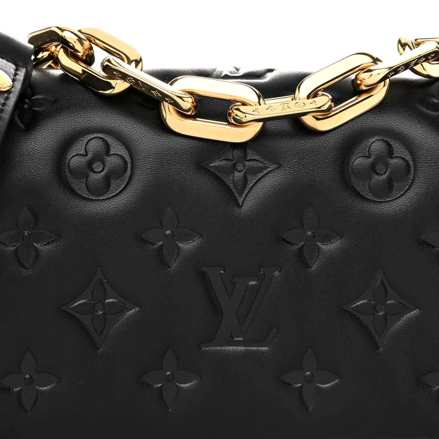Lambskin Embossed Monogram Pochette Coussin Crossbody Black