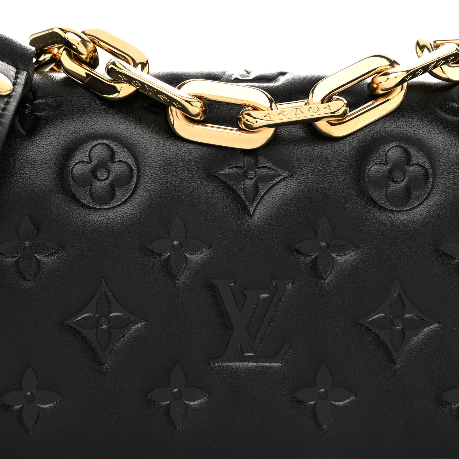 Louis Vuitton Lambskin Embossed Monogram Pochette Coussin Crossbody Black 8 of 11
