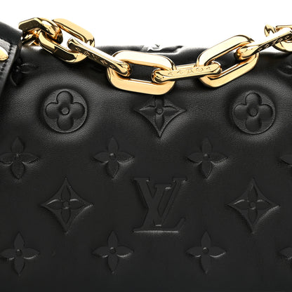 Louis Vuitton Lambskin Embossed Monogram Pochette Coussin Crossbody Black 8 of 11