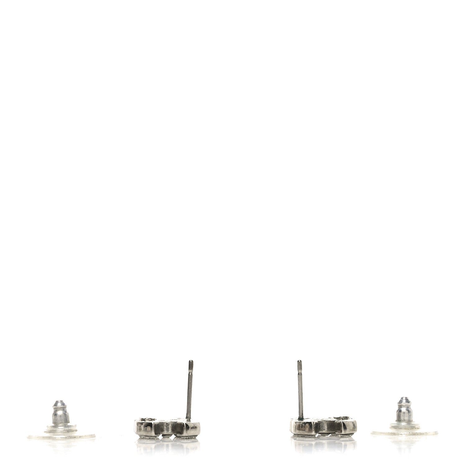 Chanel Crystal CC Earrings Silver 3 of 5