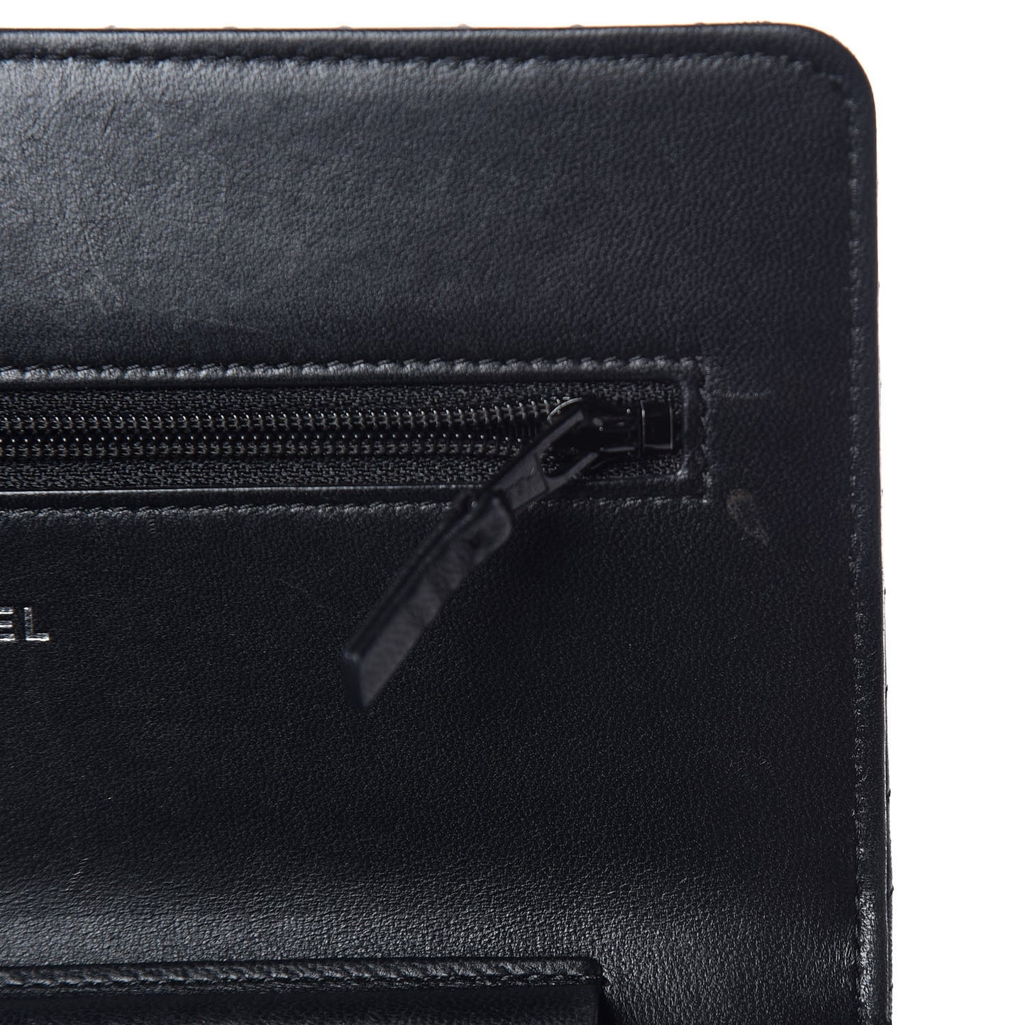 Lambskin Chevron Quilted Wallet On Chain WOC So Black
