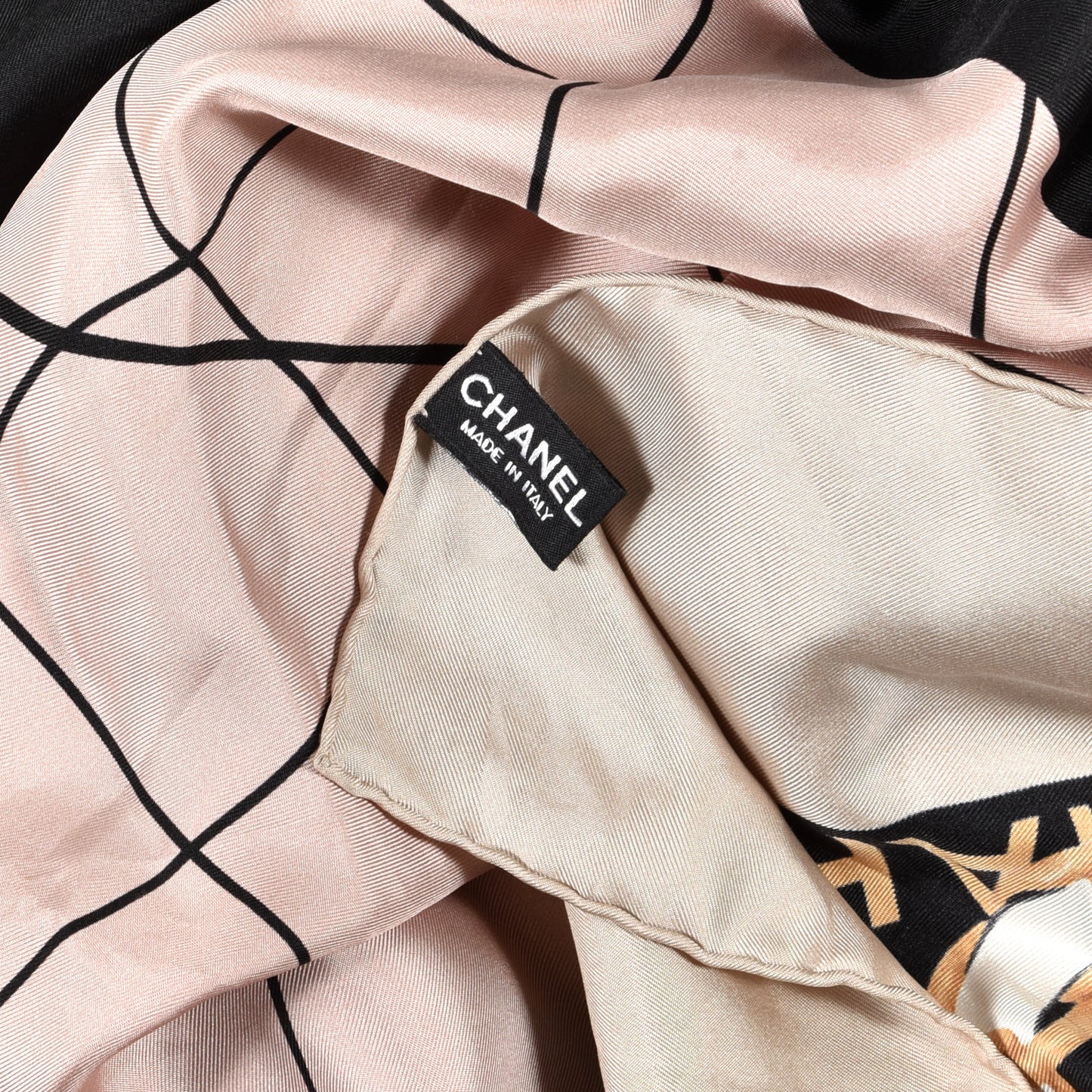 Silk CC Flap Bag Square Scarf Black