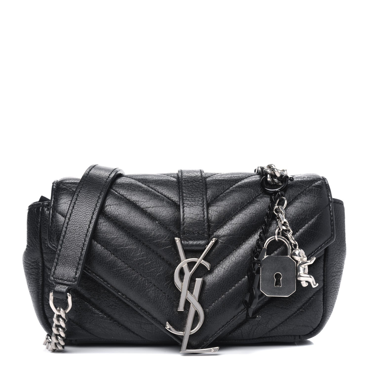 Saint Laurent Calfskin Matelasse Monogram Classic Baby Punk Chain Bag Black 1 of 11