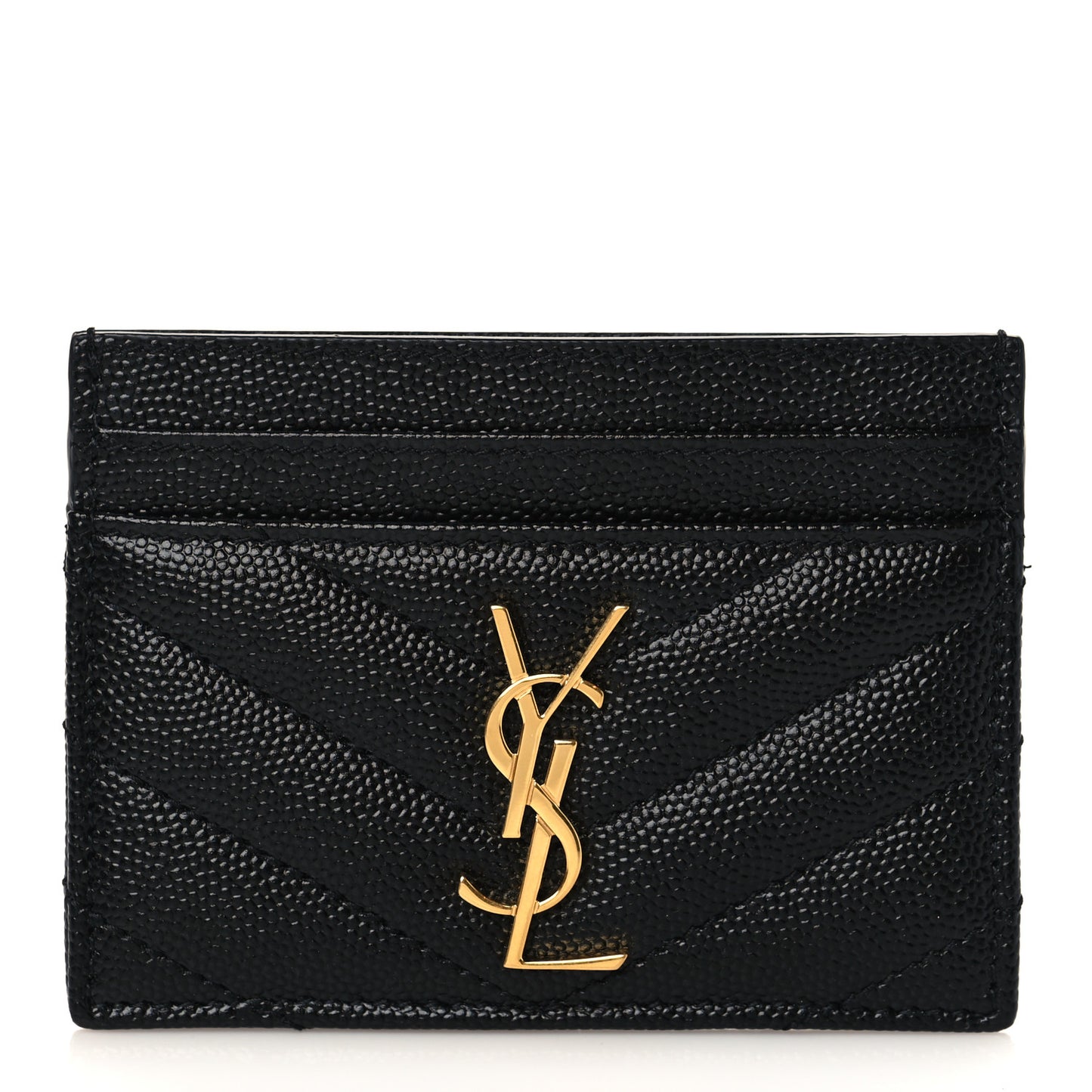 Grain De Poudre Matelasse Chevron Monogram Credit Card Case Black