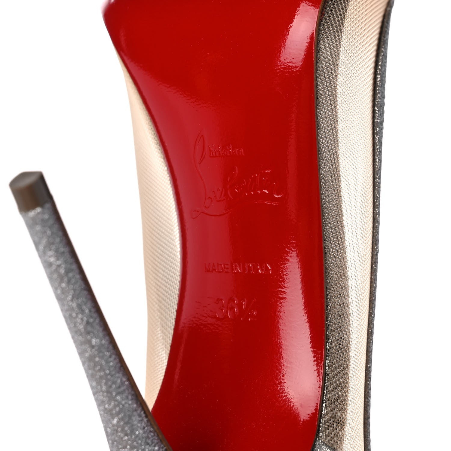 Christian Louboutin Glitter Mini Rete Galativi 100 Pumps 36.5 Silver 6 of 10