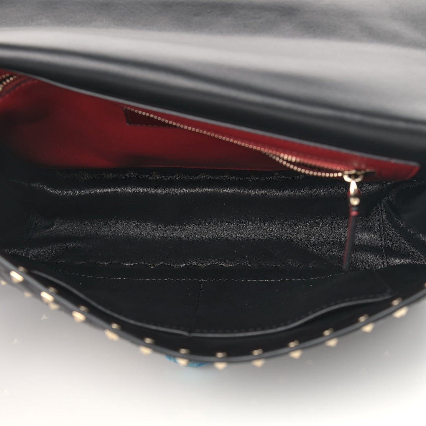 Lambskin Large Rockstud Spike Shoulder Bag Black