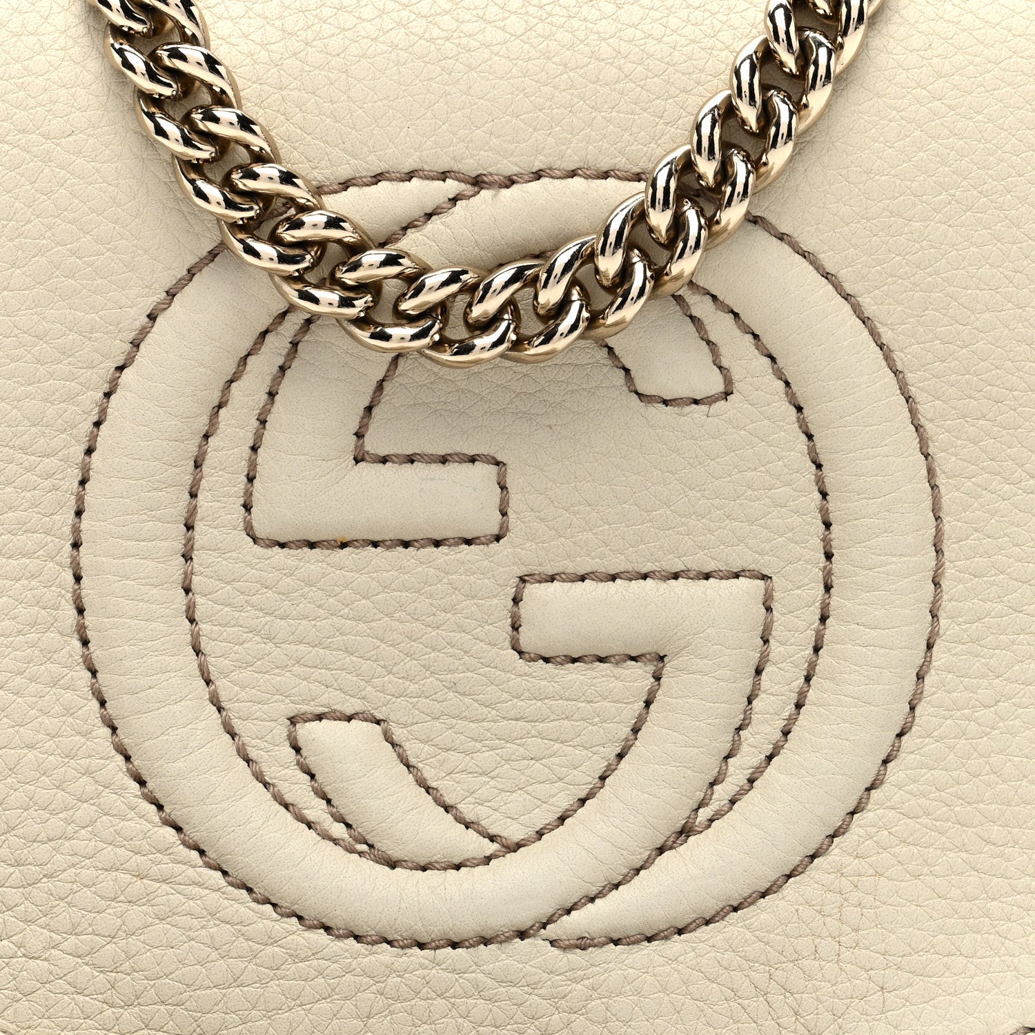 Gucci Pebbled Calfskin Small Soho Flap Crossbody Off White 8 of 10