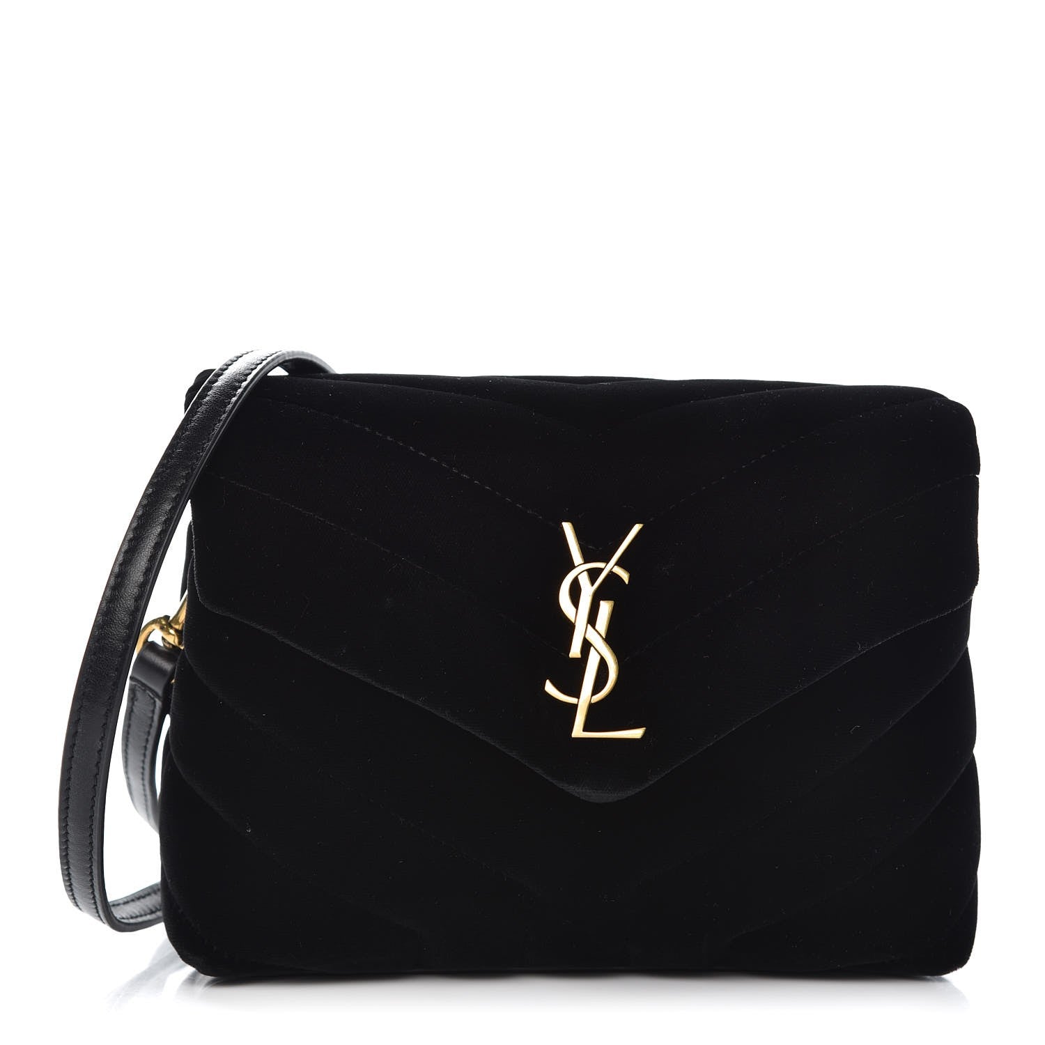 Saint Laurent Velvet Y Quilted Monogram Toy Loulou Chain Satchel French Black 1 of 16