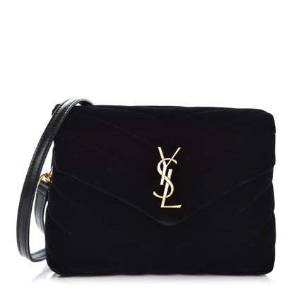 Saint Laurent Velvet Y Quilted Monogram Toy Loulou Chain Satchel French Black 1 of 16