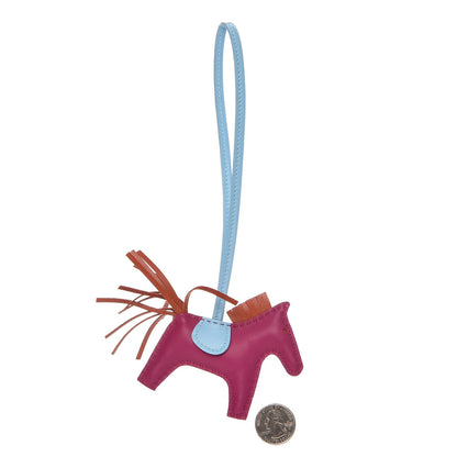 Hermes Milo Lambskin Grigri Rodeo Horse Bag Charm PM Rose Pourpre Cornaline Celeste 2 of 4