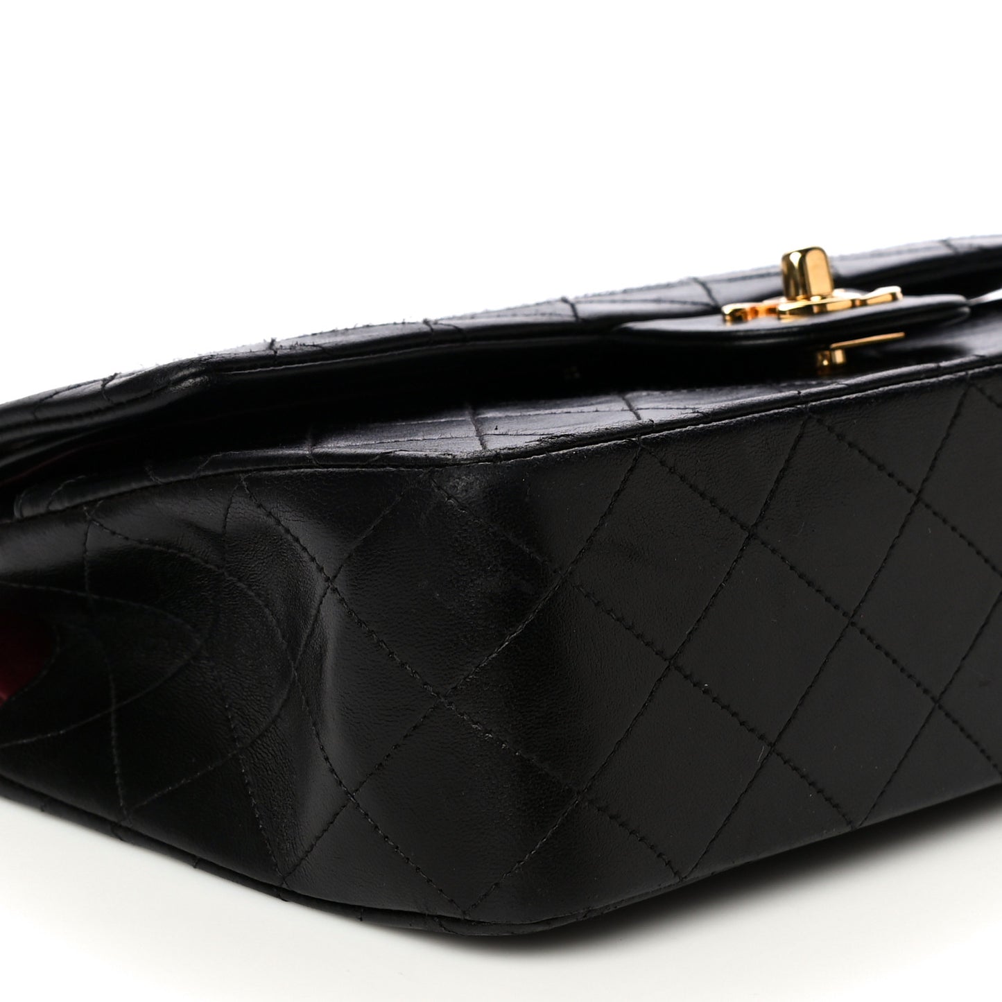 Lambskin Quilted Medium Double Flap Black