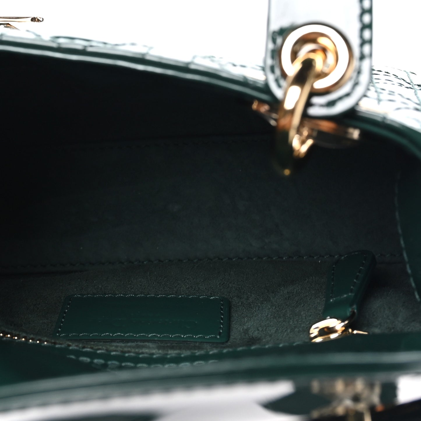 Patent Cannage Mini Lady Dior Pine Green