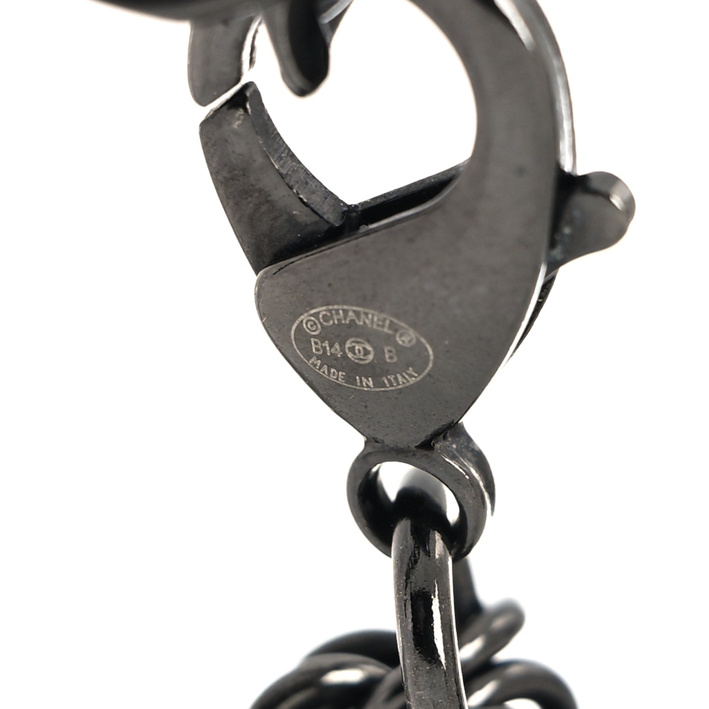 Ruthenium Chain CC Necklace Black Gold