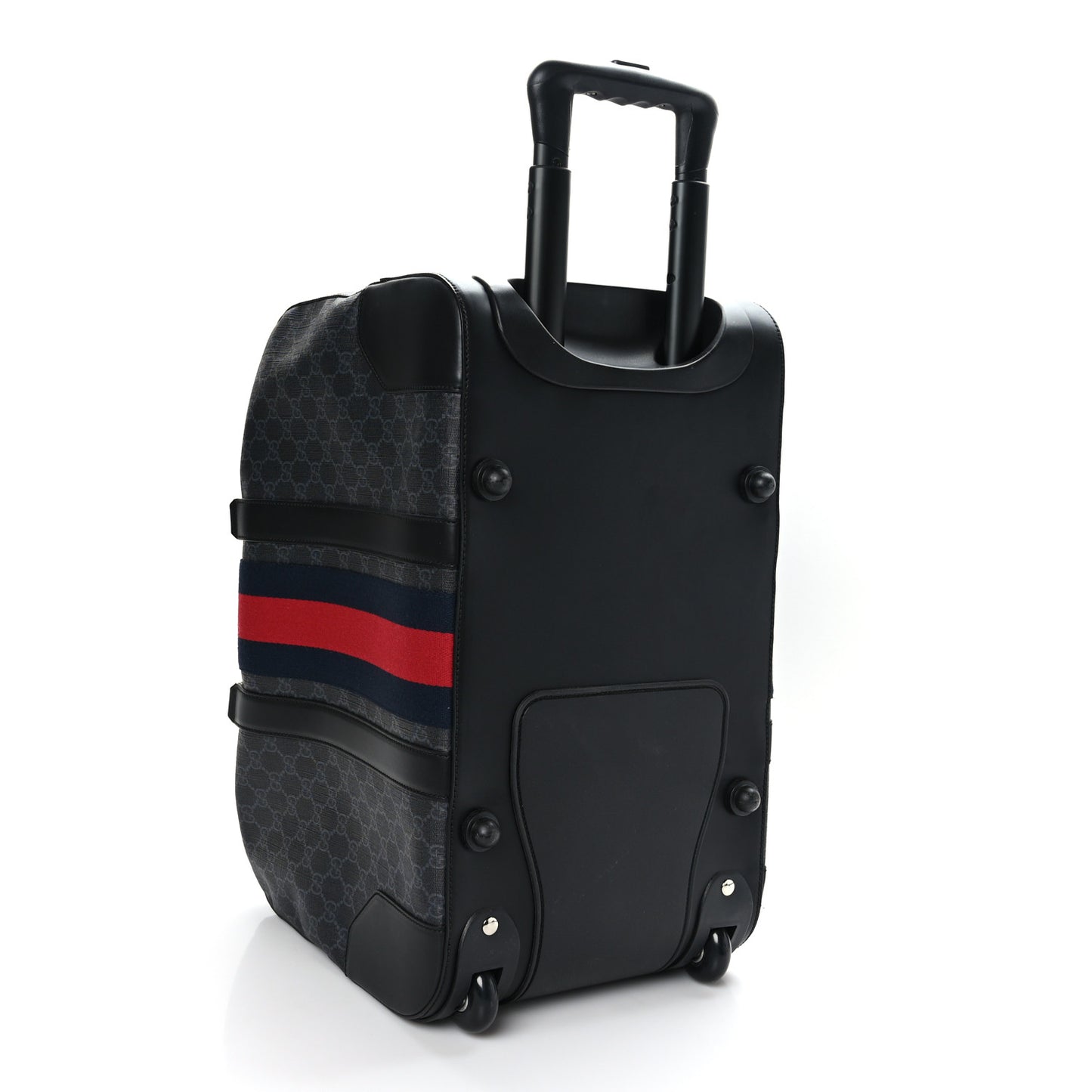 Soft GG Supreme Monogram Web Carry On Duffle With Wheels Black Grey