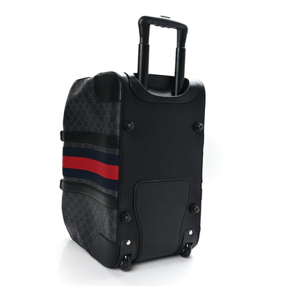 Gucci Soft GG Supreme Monogram Web Carry On Duffle With Wheels Black Grey 2 of 11