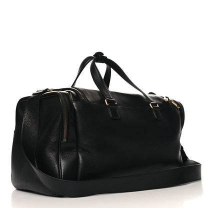 Gucci Grained Calfskin Logo Duffle Bag Black 2 of 11