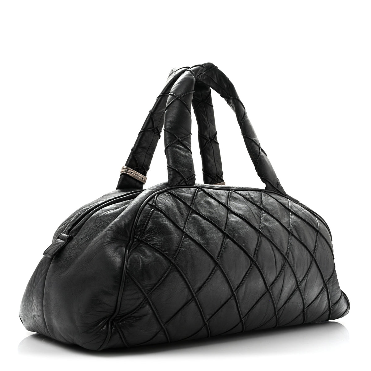 Chanel Lambskin Quilted Large Bowler Black 3 of 13