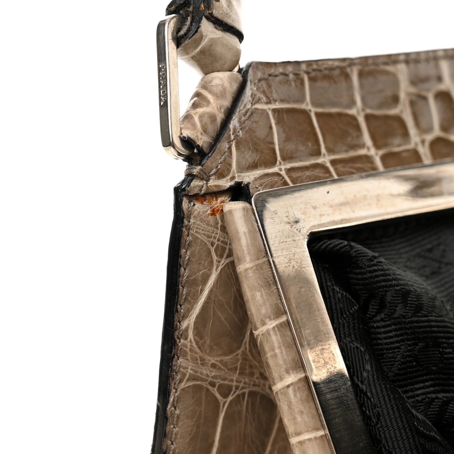 Crocodile Velvet Frame Bag Purple