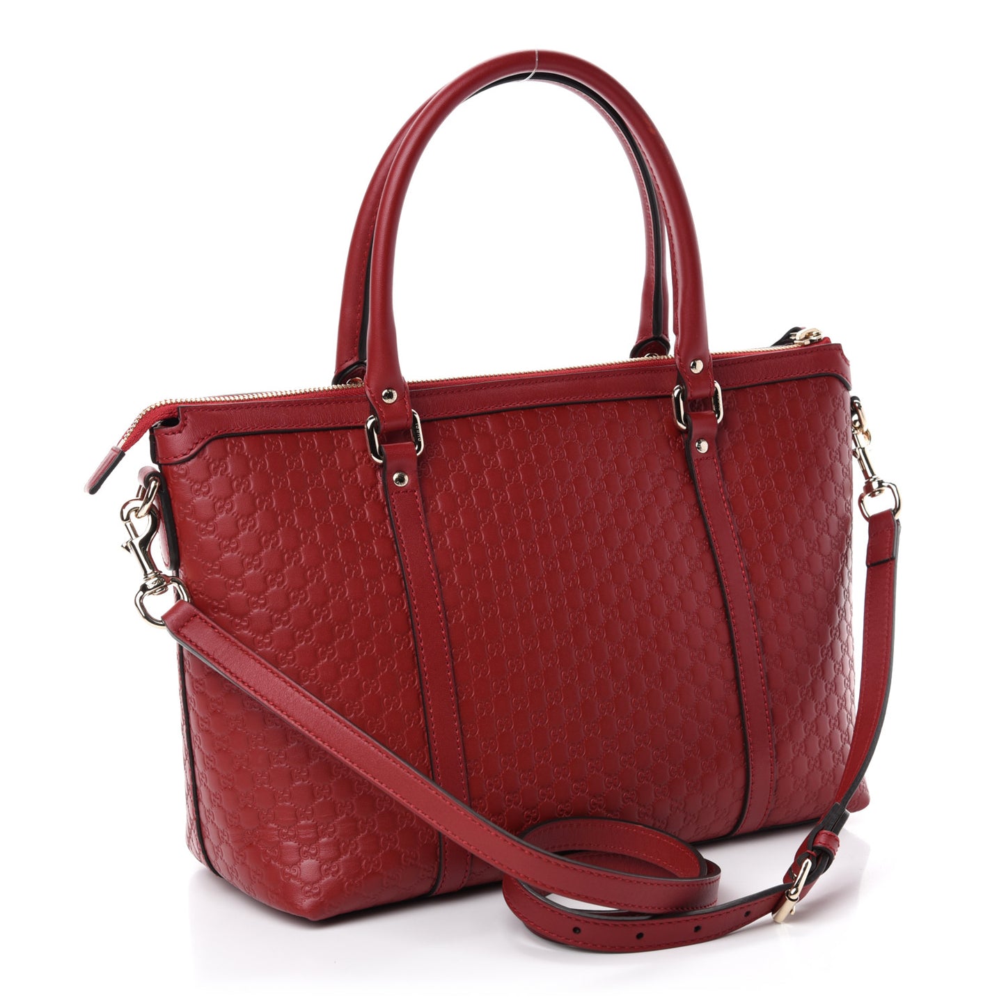 Soft Microguccissima Small Zippered Satchel Rosso