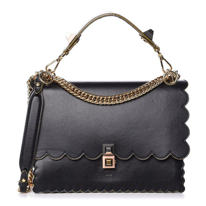 Fendi Vitello Liberty Scalloped Studded Kan I Shoulder Bag Black 1 of 8