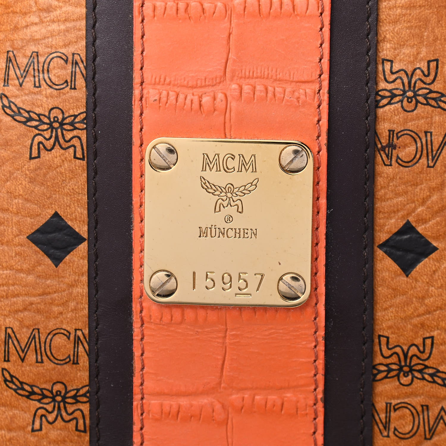 MCM Visetos Crocodile Embossed Medium Liz Shopper Tote Cognac 9 of 9