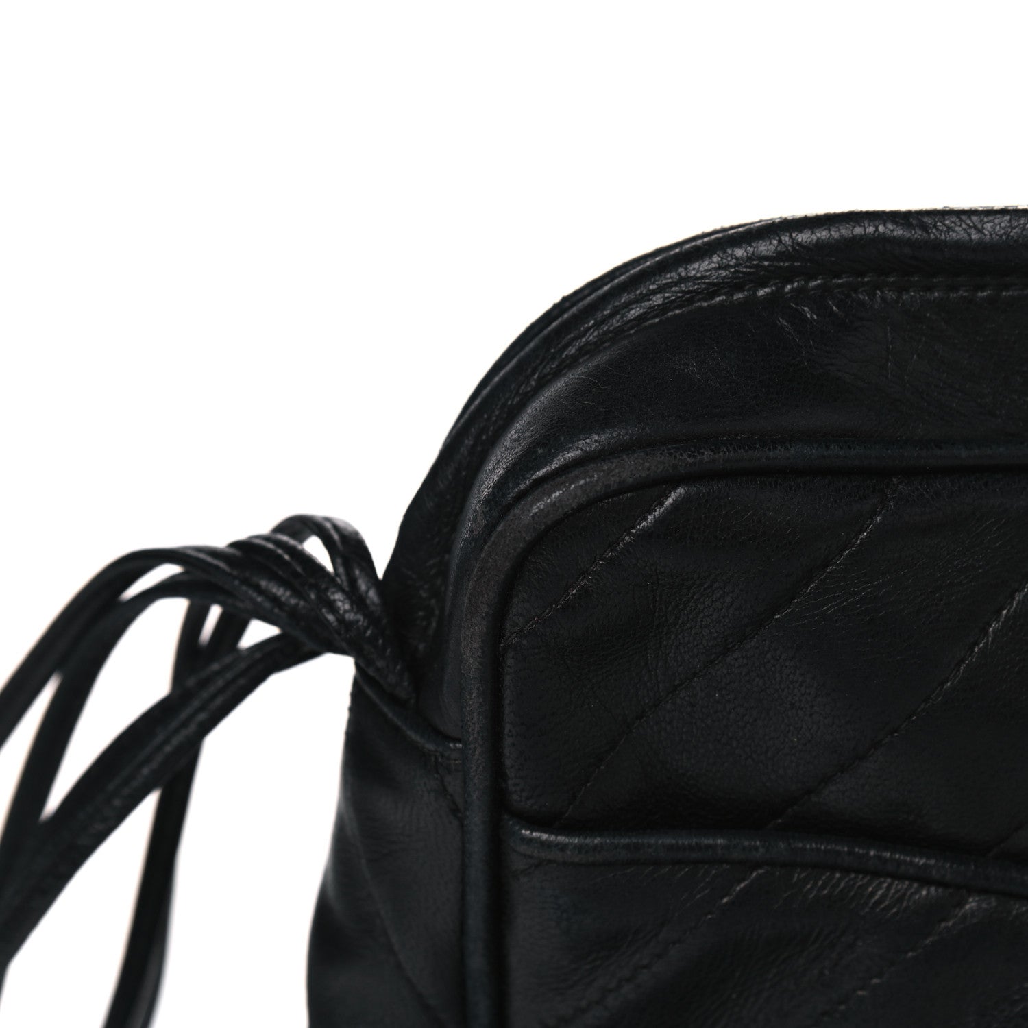 Chanel Lambskin Chevron Quilted Tassel Camera Case Black 9 of 13
