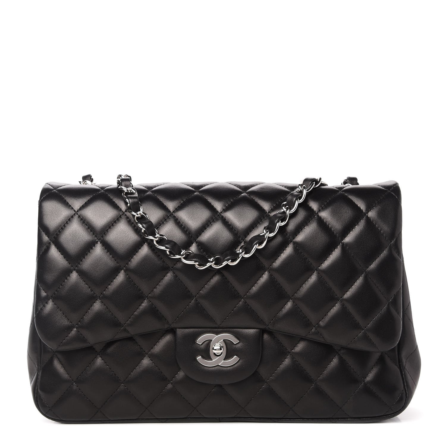 Chanel Lambskin Quilted Jumbo Single Flap Black 1 of 11