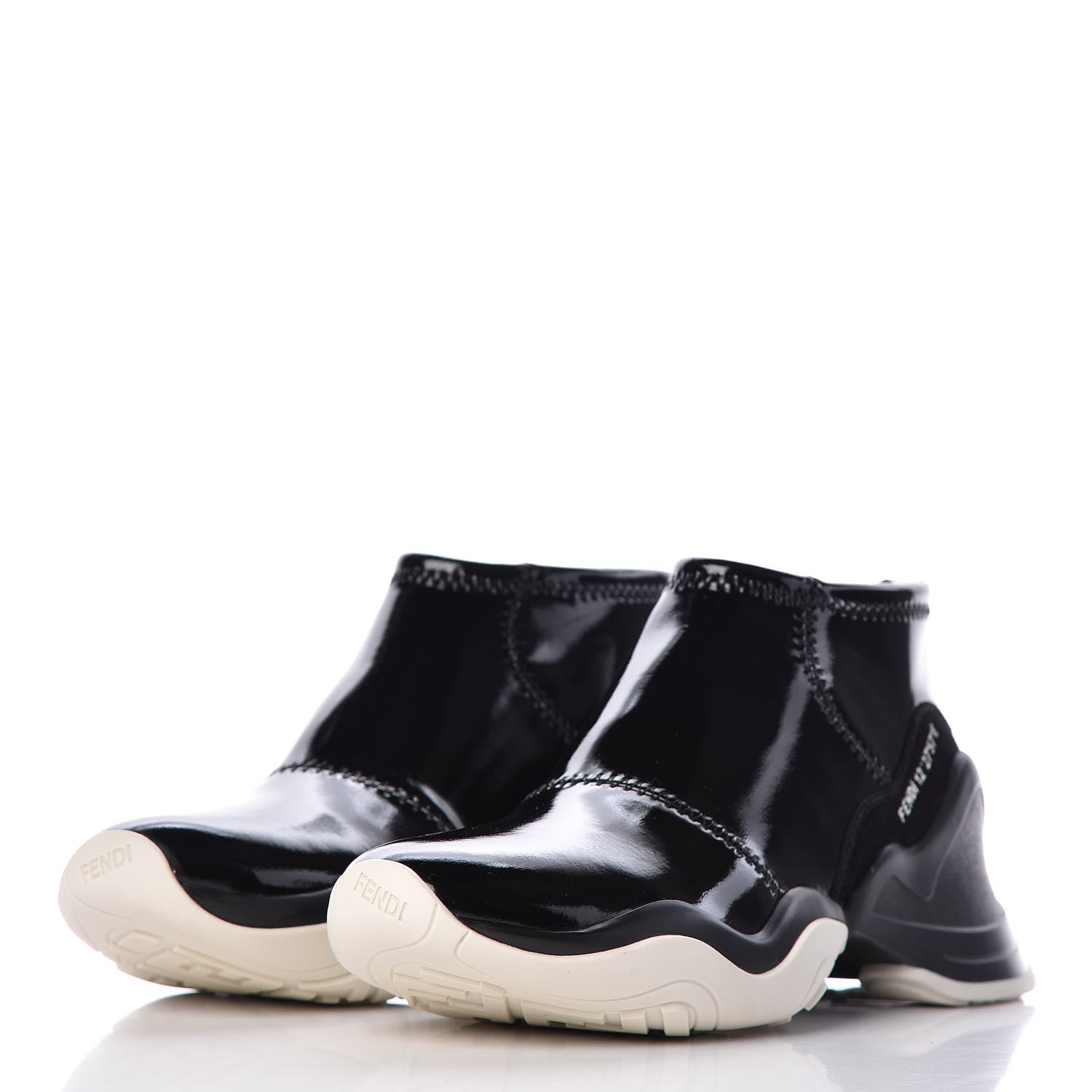 Fendi Vernice High-Tech Womens FFluid Zip Up Sneakers 38 Black White 3 of 8