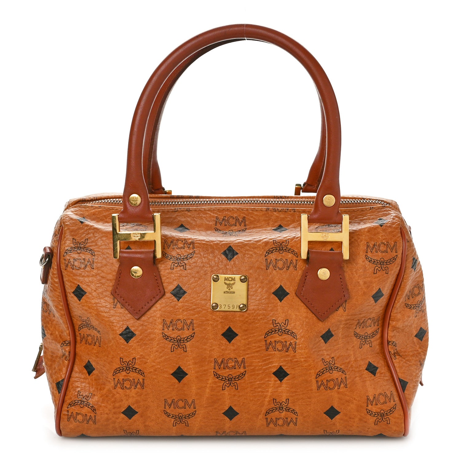MCM Visetos Essential Boston Bag Cognac 1 of 8