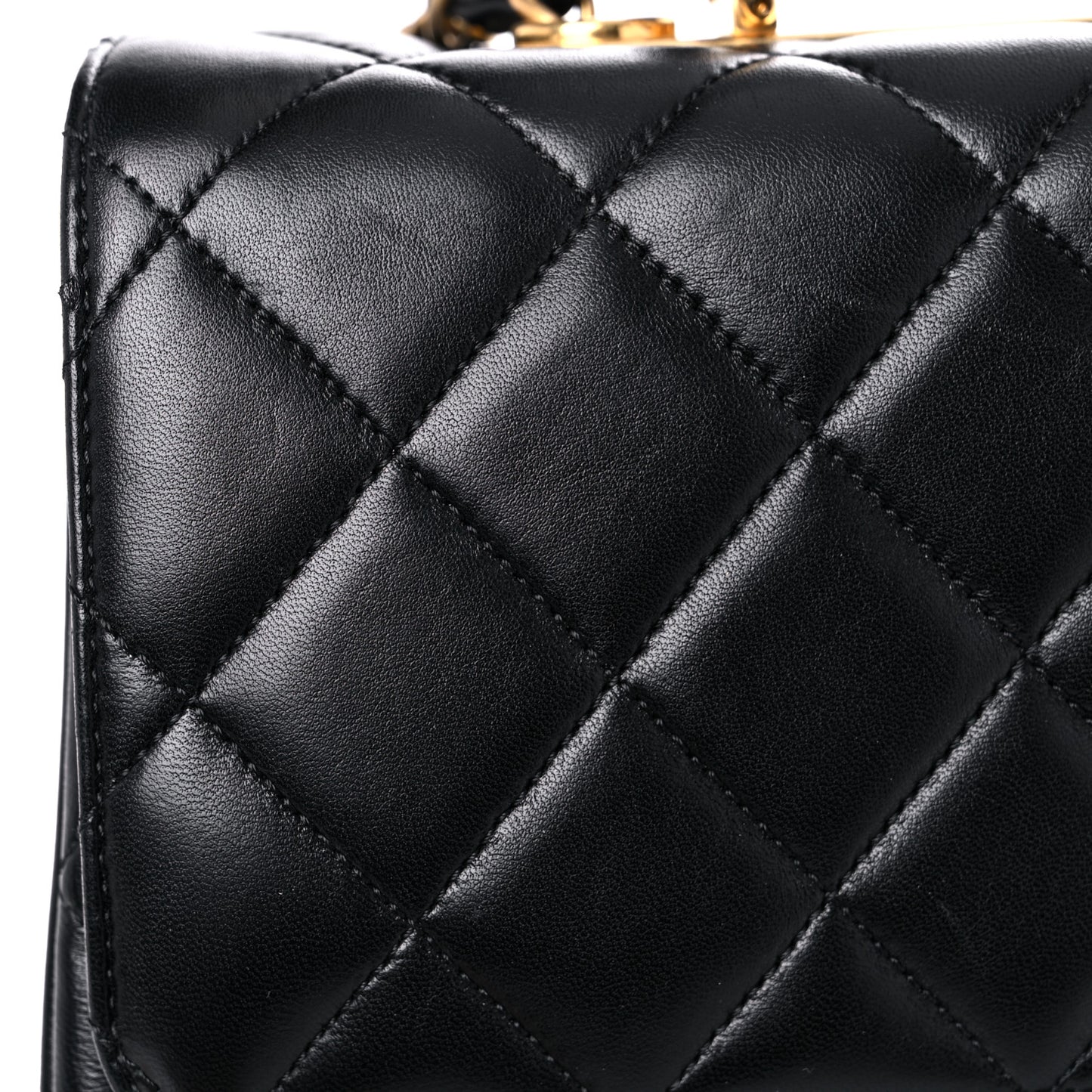 Lambskin Quilted Large Trendy CC Dual Handle Flap Bag Black