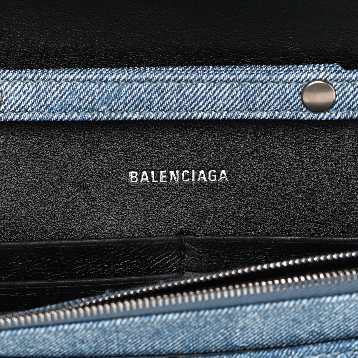 Nappa Denim Printed Hourglass Chain Bag Denim Blue