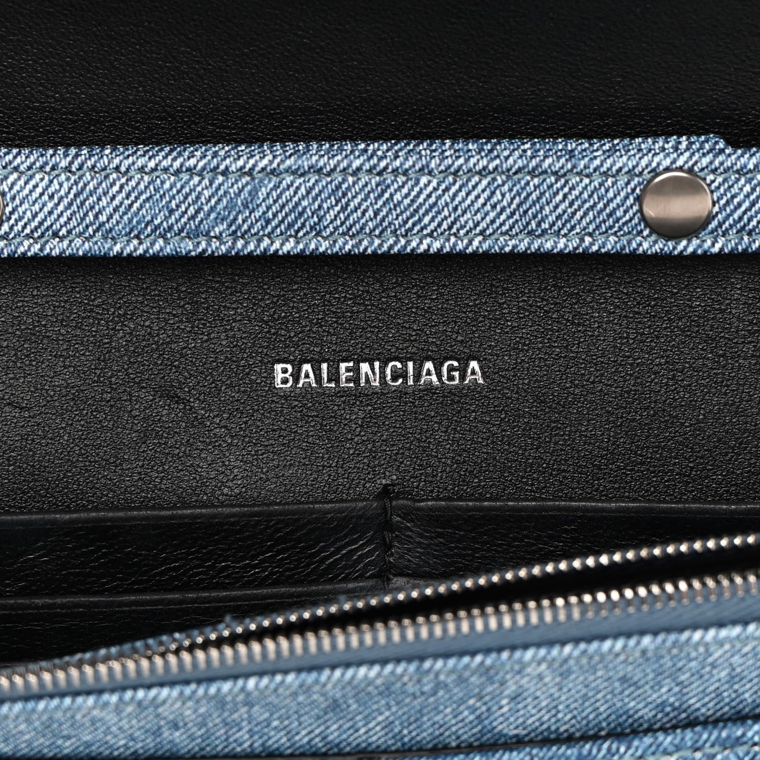 Balenciaga Nappa Denim Printed Hourglass Chain Bag Denim Blue 6 of 13