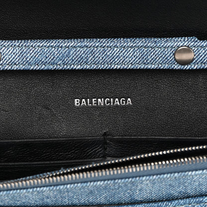 Balenciaga Nappa Denim Printed Hourglass Chain Bag Denim Blue 6 of 13