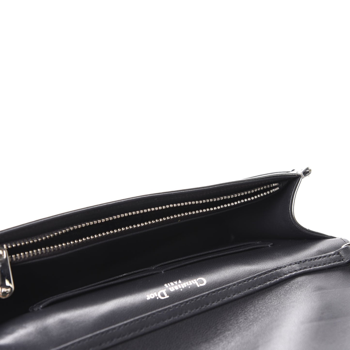 Metallic Patent Micro-Cannage Diorama Wallet on Chain Pouch Silver