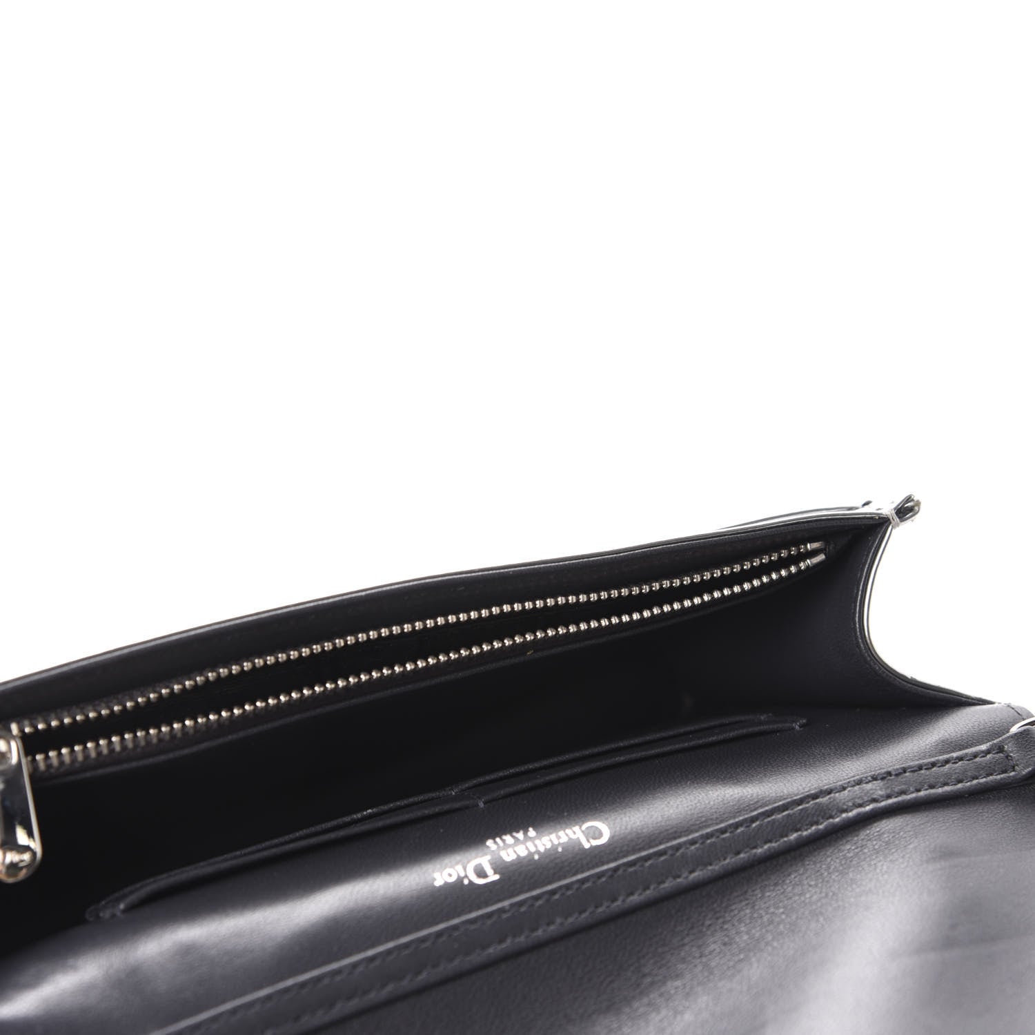 Christian Dior Metallic Patent Micro-Cannage Diorama Wallet on Chain Pouch Silver 5 of 10