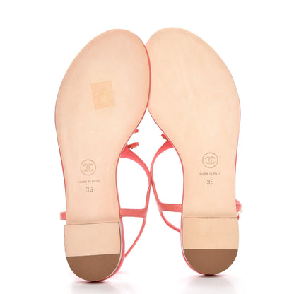 Chanel Lambskin Chain CC Logo Thong Sandals 36 Pink 5 of 8
